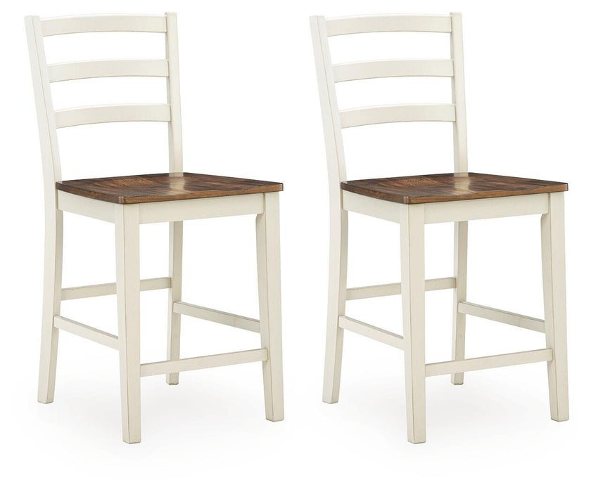 Brinfern - Barstool (Set of 2) - Brown / Antique White – Stool Sets by Signature Design by Ashley® at Furniture Wholesale Plus , Nashville furniture store