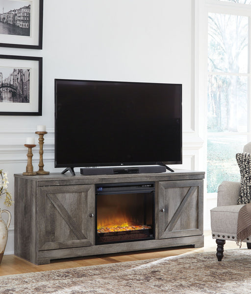 Wynnlow - 63" TV Stand With Glass/Stone Fireplace Insert - Gray – Fireplace TV Stands by Signature Design by Ashley® at Furniture Wholesale Plus , Nashville furniture store
