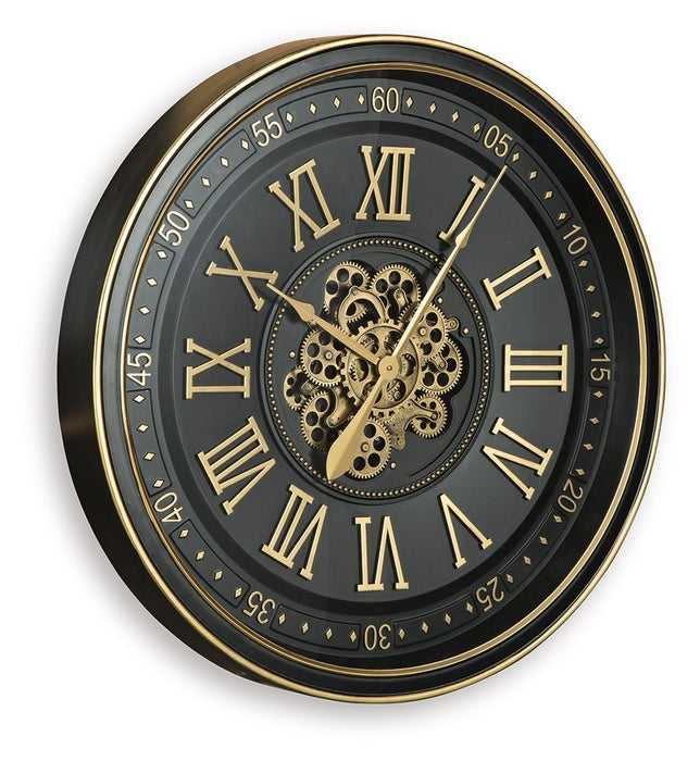 Dairton - Wall Clock - Black / Gold Finish – Wall Clocks by Signature Design by Ashley® at Furniture Wholesale Plus , Nashville furniture store