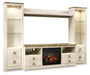 Willowton - Entertainment Center - TV Stand With Faux Firebrick Fireplace Insert - Whitewash – Entertainment Centers by Signature Design by Ashley® at Furniture Wholesale Plus , Nashville furniture store