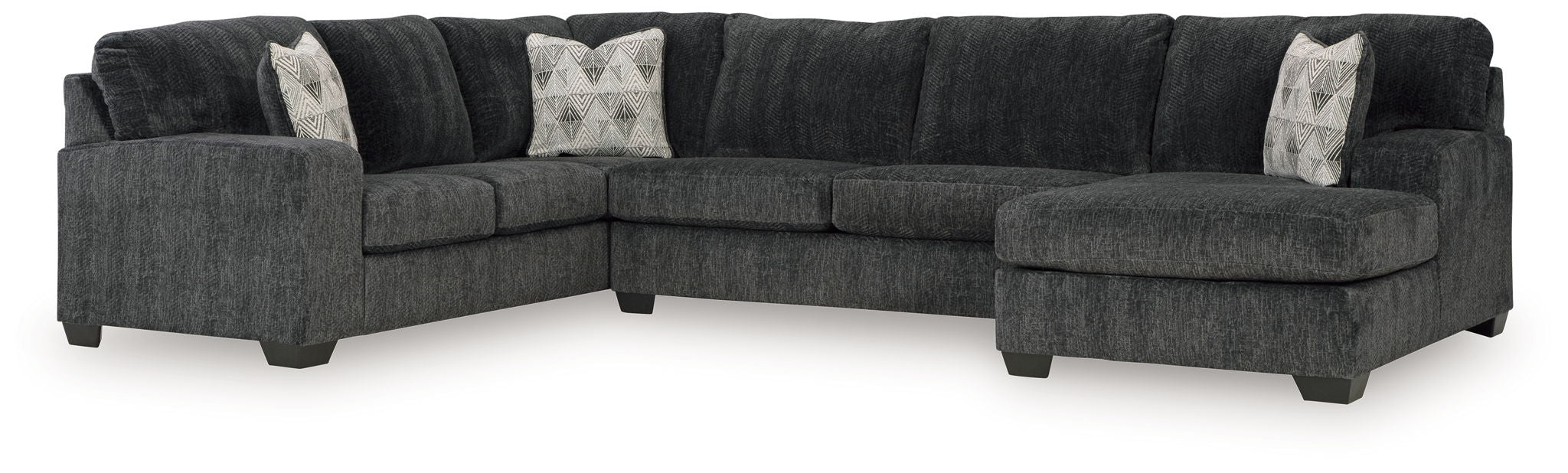 Hollyview - 3-Piece Sectional With Raf Corner Chaise - Shadow – Stationary Sectionals by Signature Design by Ashley® at Furniture Wholesale Plus , Nashville furniture store