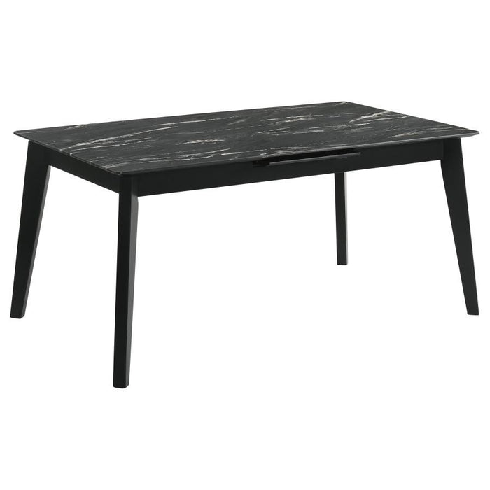 Crestmont - Extension Dining Table Faux Marble - Black – Dining Tables with Extensions by CoasterEssence at Furniture Wholesale Plus , Nashville furniture store