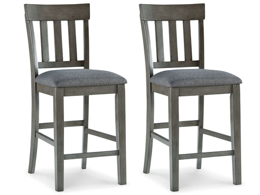 Hallanden - Black / Gray - Upholstered Barstool (Set of 2) - Premium Stool Sets from Signature Design by Ashley® - Just $238! Shop now at Furniture Wholesale Plus  We are the best furniture store in Nashville, Hendersonville, Goodlettsville, Madison, Antioch, Mount Juliet, Lebanon, Gallatin, Springfield, Murfreesboro, Franklin, Brentwood