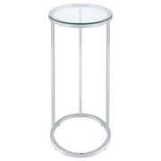 Kyle - Oval Glass Top C-Shaped Sofa Side Table - Chrome – Sofa Tables by CoasterEveryday at Furniture Wholesale Plus , Nashville furniture store