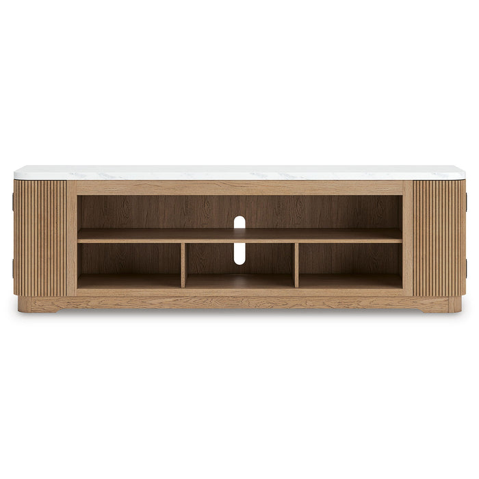 Camdill - XL TV Stand With Fireplace Option - Light Brown – TV Stands by Signature Design by Ashley® at Furniture Wholesale Plus , Nashville furniture store