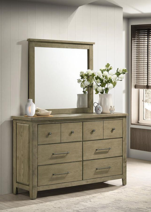 Hazlewood - 6-Drawer Bedroom Dresser With Mirror - Vineyard Oak – Dresser & Mirror by Coaster Fine Furniture at Furniture Wholesale Plus , Nashville furniture store