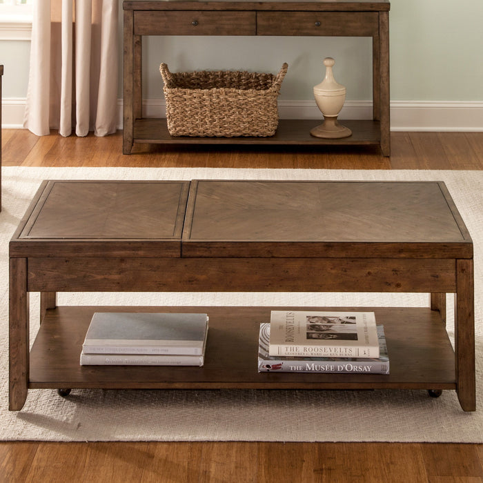 Mitchell - Cocktail Table - Dark Brown – Cocktail Tables by Liberty Furniture at Furniture Wholesale Plus , Nashville furniture store