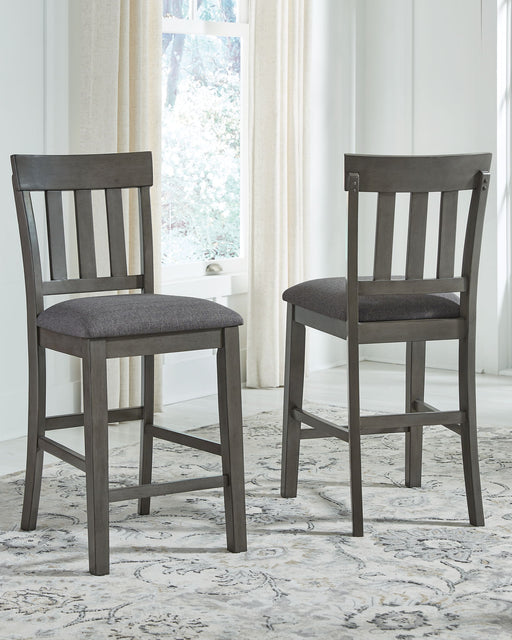 Hallanden - Black / Gray - Upholstered Barstool (Set of 2) - Premium Stool Sets from Signature Design by Ashley® - Just $238! Shop now at Furniture Wholesale Plus  We are the best furniture store in Nashville, Hendersonville, Goodlettsville, Madison, Antioch, Mount Juliet, Lebanon, Gallatin, Springfield, Murfreesboro, Franklin, Brentwood
