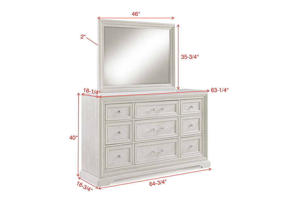 Alexandria - Dresser And Mirror - White – Dresser & Mirror by Crown Mark at Furniture Wholesale Plus , Nashville furniture store