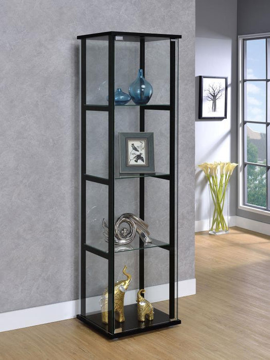 Cyclamen - 4-Shelf Clear Glass Curio Display Cabinet - Black - Premium Curio Cabinets from CoasterEveryday - Just $249! Shop now at Furniture Wholesale Plus  We are the best furniture store in Nashville, Hendersonville, Goodlettsville, Madison, Antioch, Mount Juliet, Lebanon, Gallatin, Springfield, Murfreesboro, Franklin, Brentwood