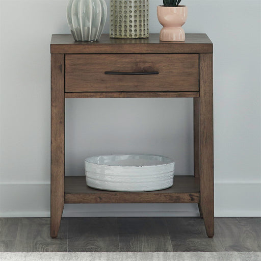 Shaker Lakes - Open Nightstand With Charging Station - Harvest Brown – Nightstands w/ Charging Stations by Liberty Furniture at Furniture Wholesale Plus , Nashville furniture store