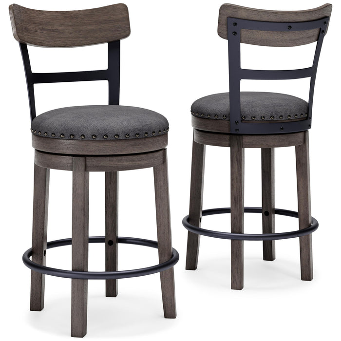Caitbrook - UPH Swivel Barstool  - Gray – Counter Height (24"-27") by Signature Design by Ashley® at Furniture Wholesale Plus , Nashville furniture store
