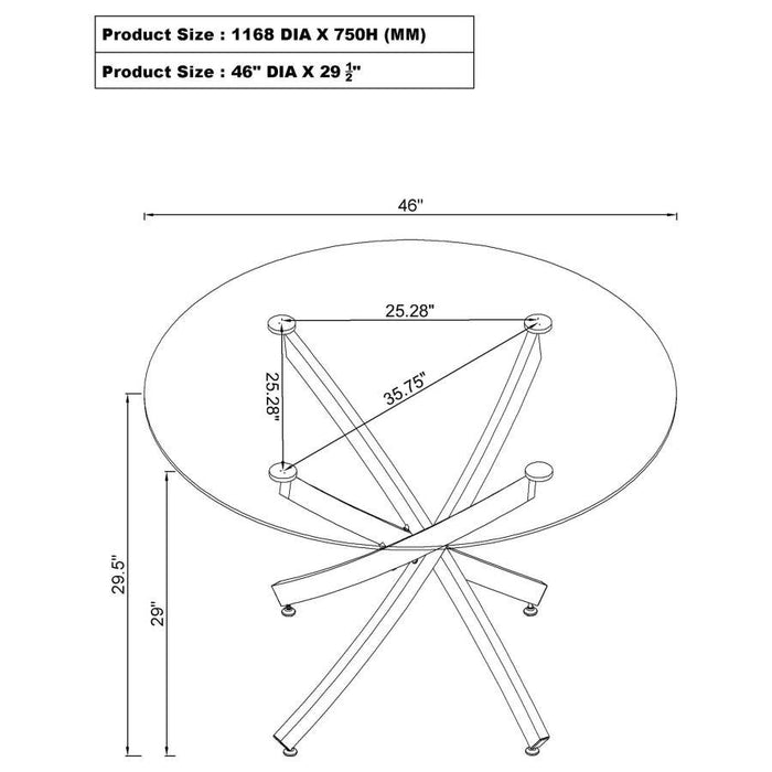 Beckham - Round Glass Top Dining Table – Dining Tables by CoasterEveryday at Furniture Wholesale Plus , Nashville furniture store