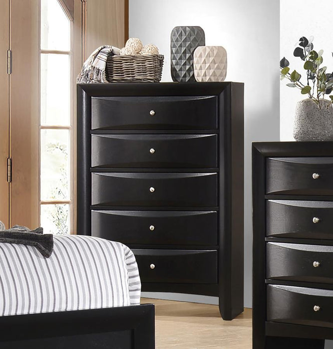 Briana - 5-Drawer Bedroom Chest - Black – Accent Chests by CoasterEssence at Furniture Wholesale Plus , Nashville furniture store