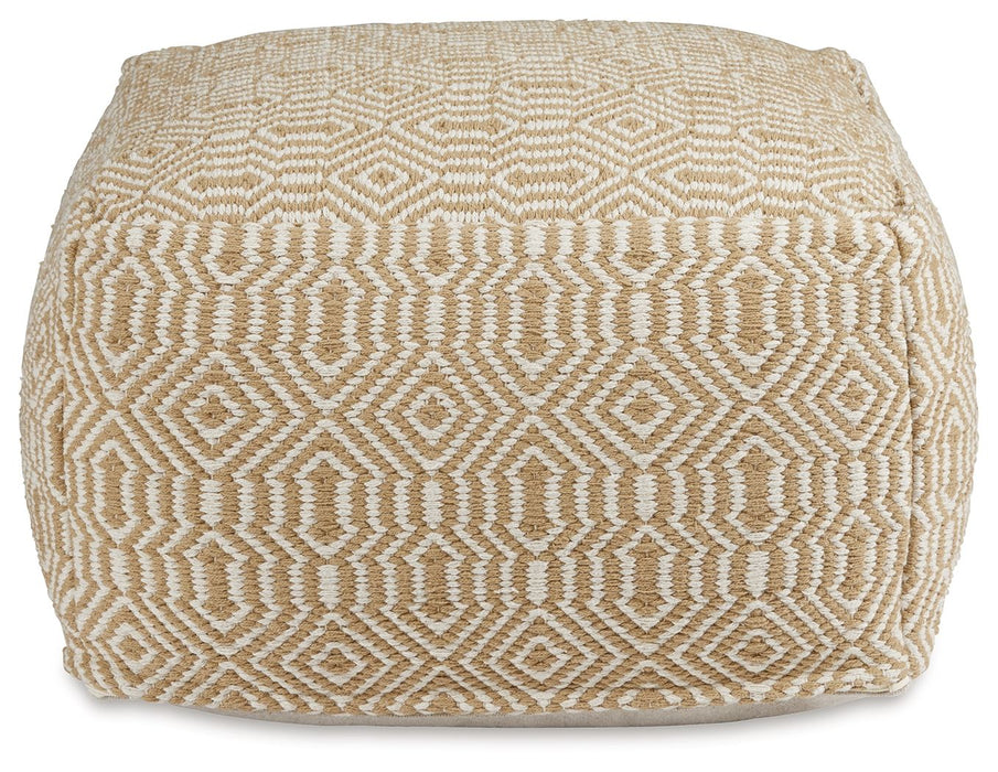 Adamont - Pouf - Tan / Ivory – Accent Poufs by Signature Design by Ashley® at Furniture Wholesale Plus , Nashville furniture store