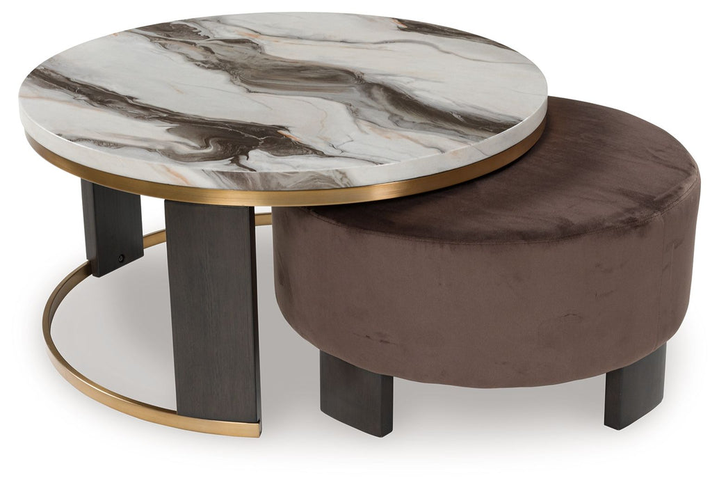 Jazmore - Nesting Cocktail Tables (Set of 2) - Brown / Brass Finish – Nesting Tables by Signature Design by Ashley® at Furniture Wholesale Plus , Nashville furniture store