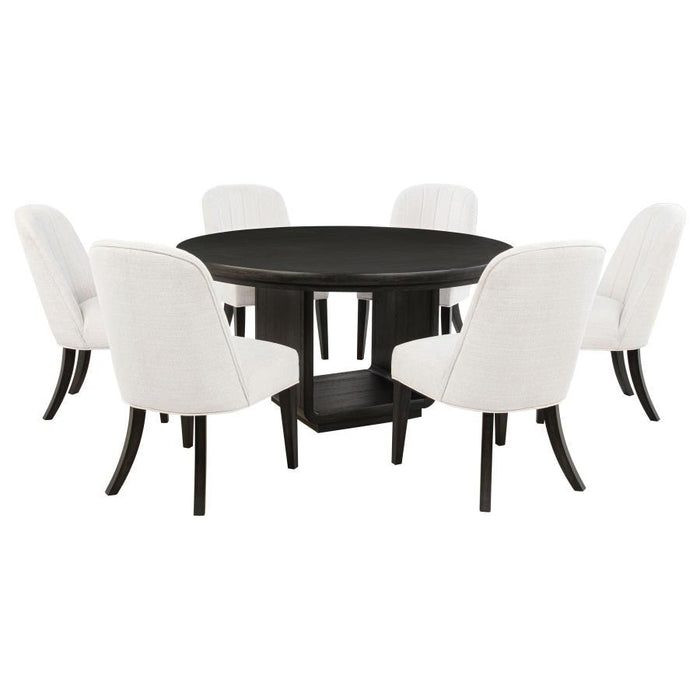 Leandro - 7 Piece Round Dining Table Set - Cream / Burnished Black – 7 Piece Dining Room Sets by Coaster Fine Furniture at Furniture Wholesale Plus , Nashville furniture store