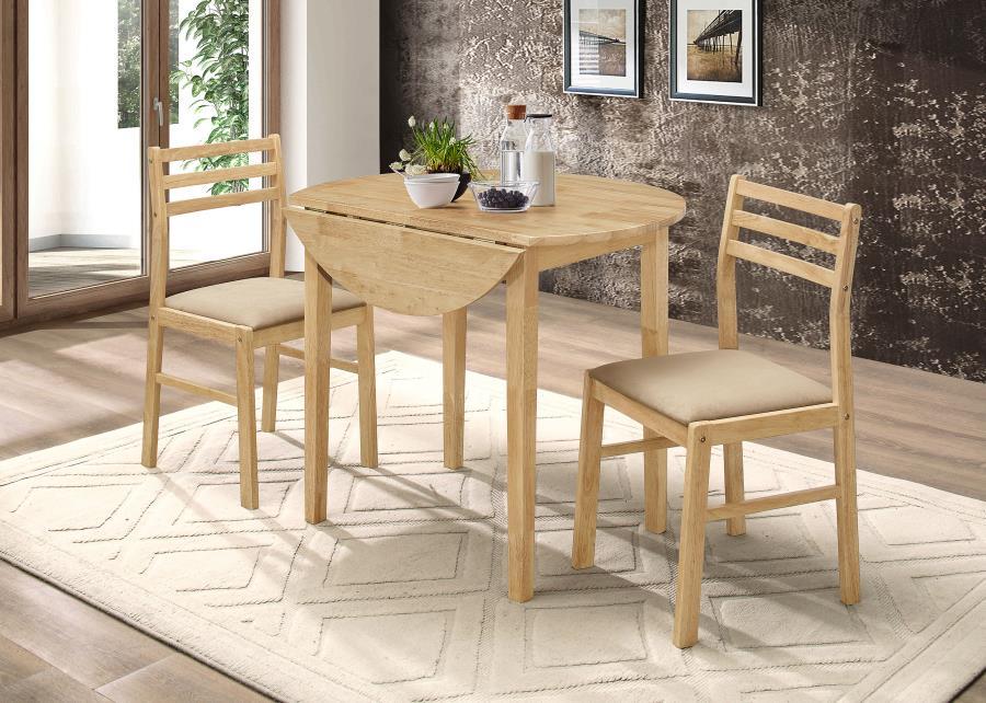 Bucknell - 3 Piece Round Drop Leaf Dining Table Set - Premium 3 Piece Dining Room Sets from CoasterEveryday - Just $299! Shop now at Furniture Wholesale Plus  We are the best furniture store in Nashville, Hendersonville, Goodlettsville, Madison, Antioch, Mount Juliet, Lebanon, Gallatin, Springfield, Murfreesboro, Franklin, Brentwood