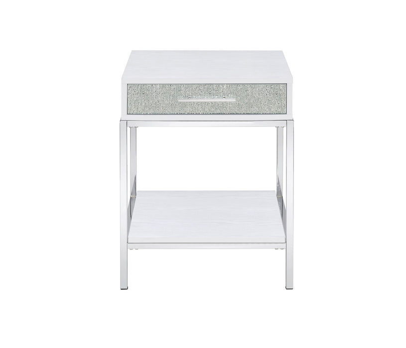 Mirage - Side Table - White – End Tables by Steve Silver Furniture at Furniture Wholesale Plus , Nashville furniture store