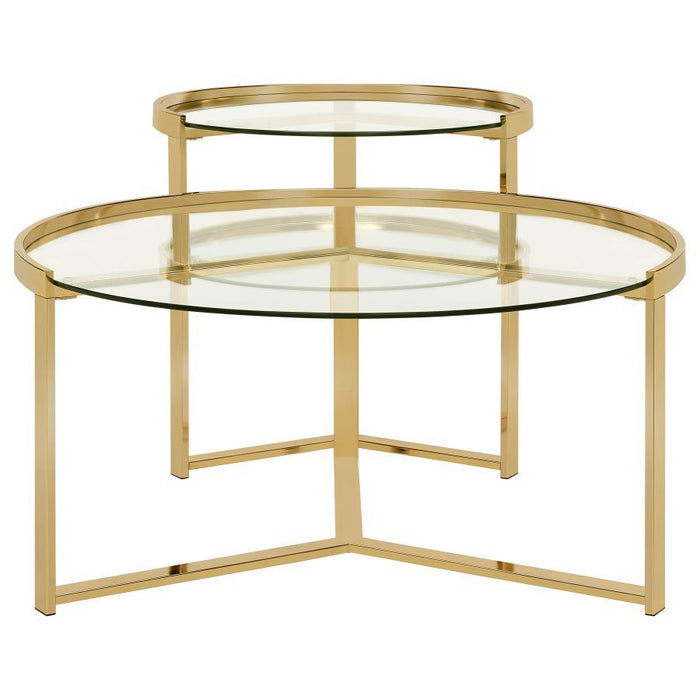 Delia - 2 Piece Round Glass Top Nesting Coffee Table – Nesting Tables by Coaster Fine Furniture at Furniture Wholesale Plus , Nashville furniture store