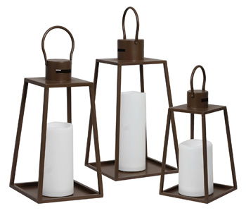 Elmsworth - Indoor/Outdoor Lantern Set (Set of 3) - Brown – Lanterns by Signature Design by Ashley® at Furniture Wholesale Plus , Nashville furniture store