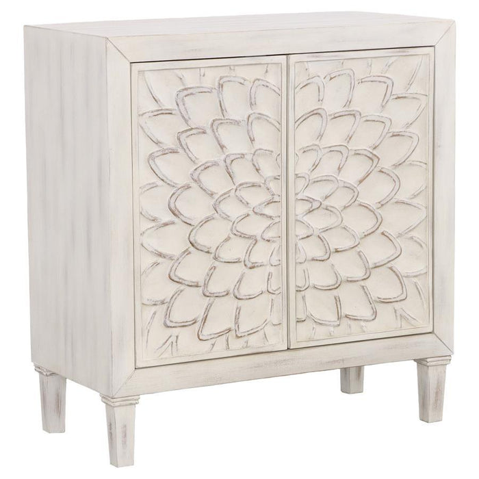 Clarkia - Accent Cabinet With Floral Carved Door - White – Accent Cabinets by CoasterElevations at Furniture Wholesale Plus , Nashville furniture store