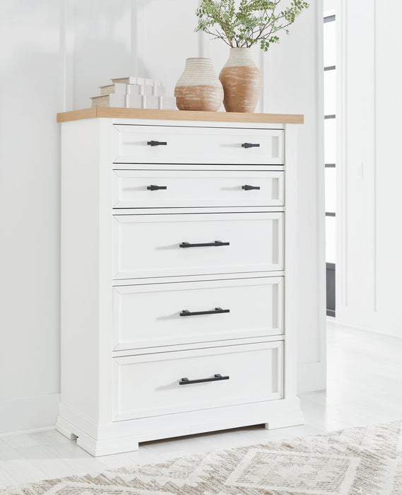 Ashbryn - Five Drawer Chest - White / Natural – Accent Chests by Benchcraft® at Furniture Wholesale Plus , Nashville furniture store
