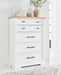 Ashbryn - Five Drawer Chest - White / Natural – Accent Chests by Benchcraft® at Furniture Wholesale Plus , Nashville furniture store