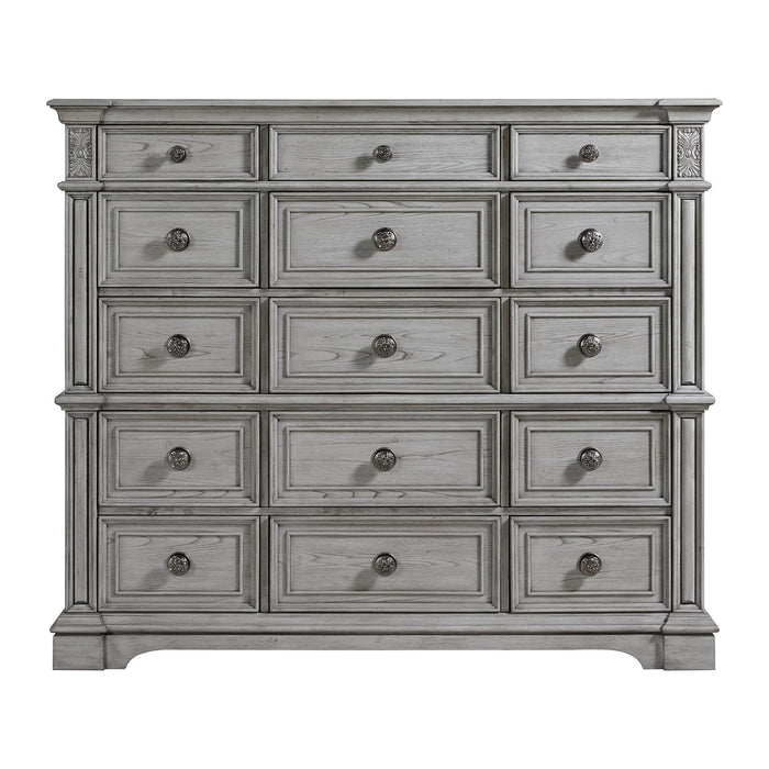Glenmore - 15-Drawer Mansion Chest - Aged Gray – Accent Chests by Elements International at Furniture Wholesale Plus , Nashville furniture store