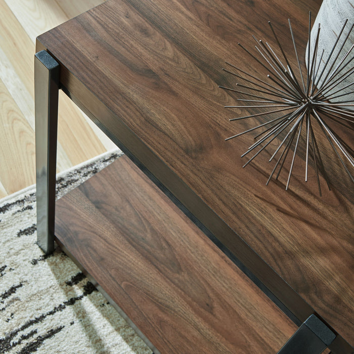 Trindwick - Occasional Table Set (Set of 3) - Brown / Gun Metal – Table Sets by Signature Design by Ashley® at Furniture Wholesale Plus , Nashville furniture store