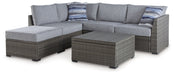 Petal Road - Gray - Loveseat Sectional, Ottoman, Table Set (Set of 4) - Premium 4 Piece Outdoor Sets from Signature Design by Ashley® - Just $1408! Shop now at Furniture Wholesale Plus  We are the best furniture store in Nashville, Hendersonville, Goodlettsville, Madison, Antioch, Mount Juliet, Lebanon, Gallatin, Springfield, Murfreesboro, Franklin, Brentwood