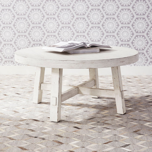 Modern Farmhouse - Splay Leg Round Cocktail Table – Cocktail Tables by Liberty Furniture at Furniture Wholesale Plus , Nashville furniture store