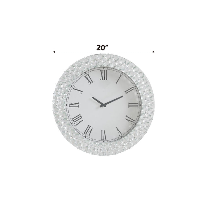 Nysa - 20" Wall Clock - Mirrored & Faux Crystals