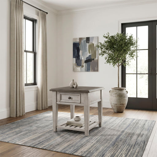 Heartland - Drawer End Table - Antique White / Tobacco Tops – End Tables by Liberty Furniture at Furniture Wholesale Plus , Nashville furniture store