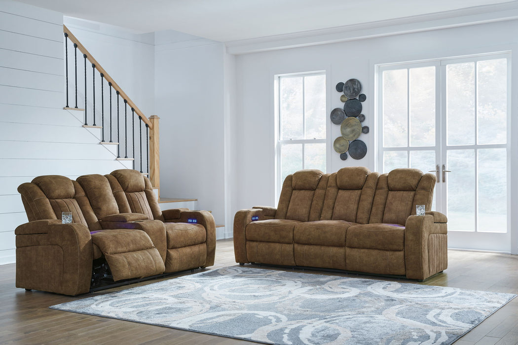 Wolfridge - 2 Pc. - Power Reclining Sofa, Power Reclining Loveseat With Console - Brindle – Reclining Sofas & Loveseats by Signature Design by Ashley® at Furniture Wholesale Plus , Nashville furniture store