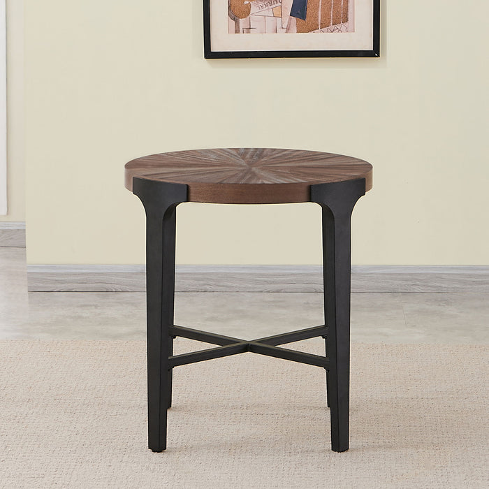 Chevron - Round End Table - Brown – End Tables by Steve Silver Furniture at Furniture Wholesale Plus , Nashville furniture store