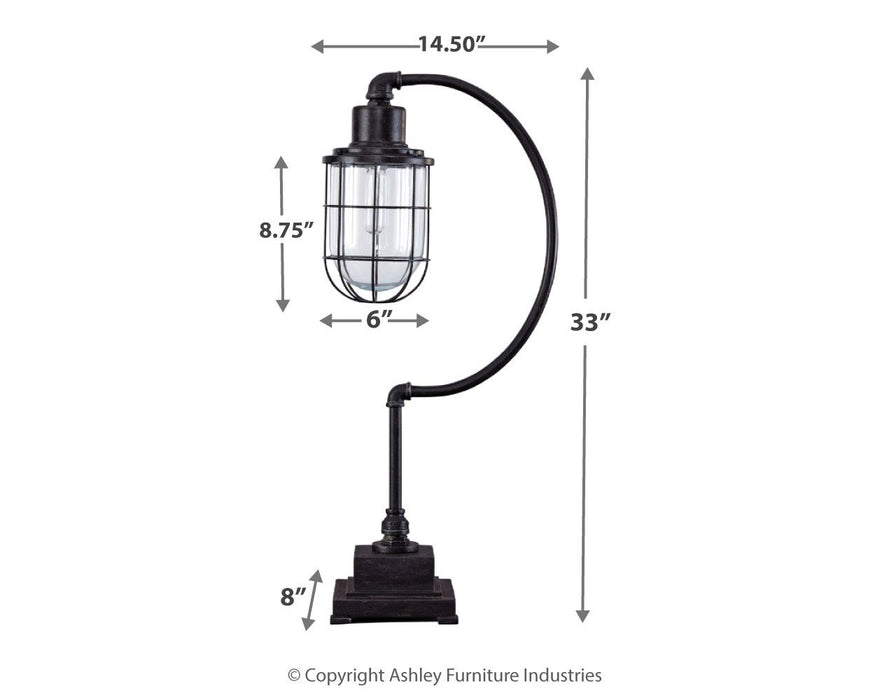Jae - Antique Black - Metal Desk Lamp - Premium Table Lamps from Signature Design by Ashley® - Just $128! Shop now at Furniture Wholesale Plus  We are the best furniture store in Nashville, Hendersonville, Goodlettsville, Madison, Antioch, Mount Juliet, Lebanon, Gallatin, Springfield, Murfreesboro, Franklin, Brentwood