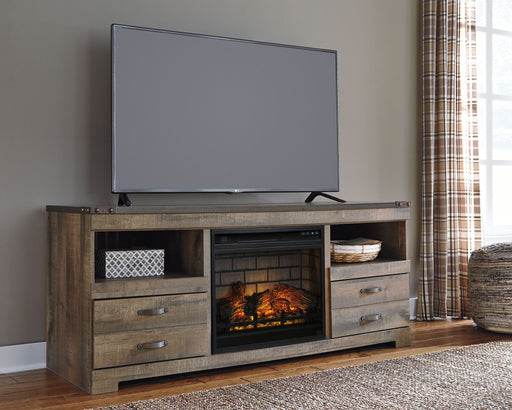 Trinell - 63" TV Stand With Glass/Stone Fireplace Insert - Brown – Fireplace TV Stands by Signature Design by Ashley® at Furniture Wholesale Plus , Nashville furniture store