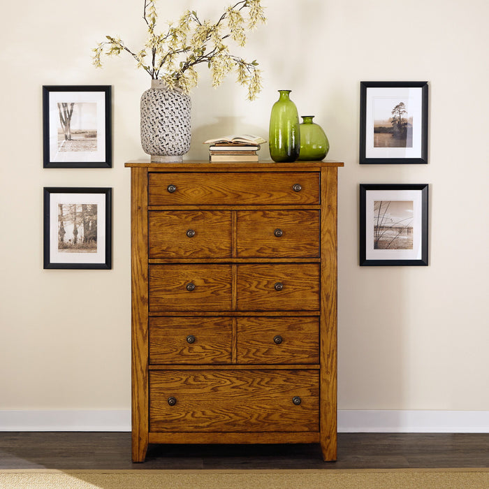Grandpas Cabin - 5 Drawer Chest - Aged Oak – Accent Chests by Liberty Furniture at Furniture Wholesale Plus , Nashville furniture store