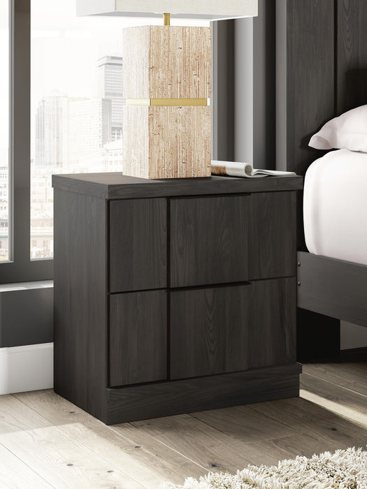 Shaehartin - Two Drawer Night Stand - Dark Brown – Nightstands w/ Charging Stations by Signature Design by Ashley® at Furniture Wholesale Plus , Nashville furniture store