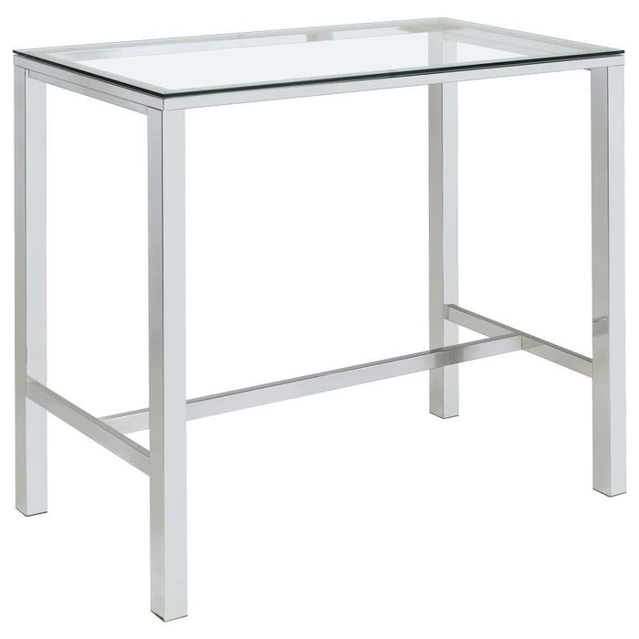 Tolbert - Rectangular Glass Top Pub Bar Table - Chrome – Bar Tables by CoasterEssence at Furniture Wholesale Plus , Nashville furniture store