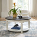 Allyson Park - Round Cocktail Table - Wirebrushed White / Charcoal – Cocktail Tables by Liberty Furniture at Furniture Wholesale Plus , Nashville furniture store
