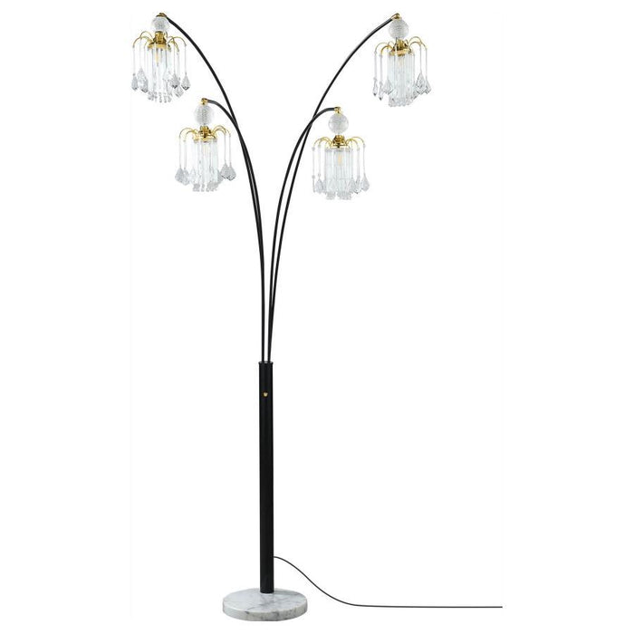 Maisel - Hanging Crystal Arc Tree Floor Lamp - Black – Floor Lamps by CoasterEssence at Furniture Wholesale Plus , Nashville furniture store