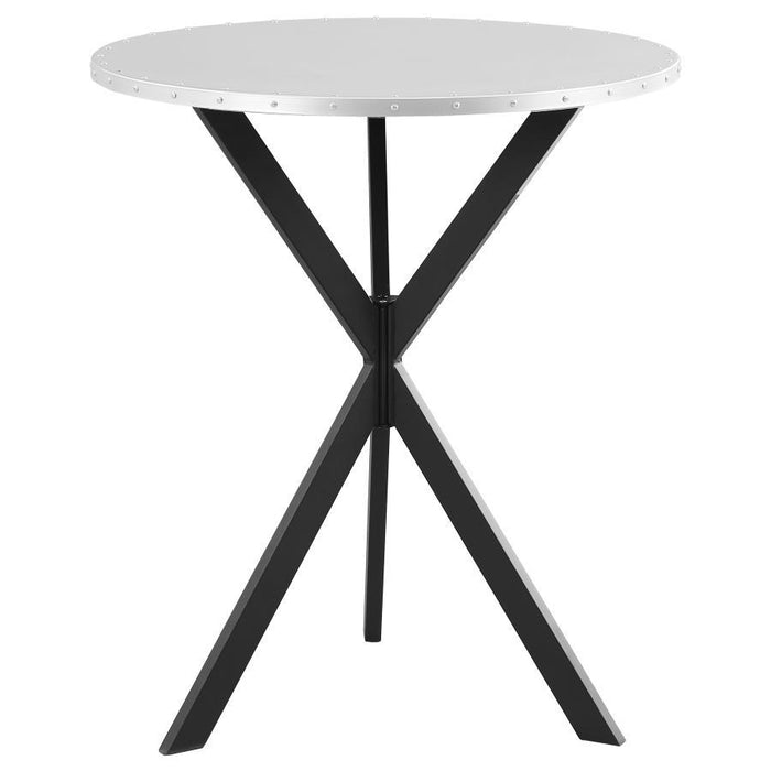 Kenzo - Round Galvanized Steel Bistro Bar Table - Silver – Bar Tables by CoasterEssence at Furniture Wholesale Plus , Nashville furniture store