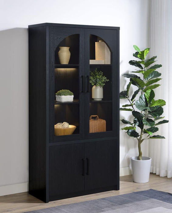 Riva - 4-Door Tall Accent Display Cabinet LED Lighting - Black – Display Cabinets by Coaster Fine Furniture at Furniture Wholesale Plus , Nashville furniture store