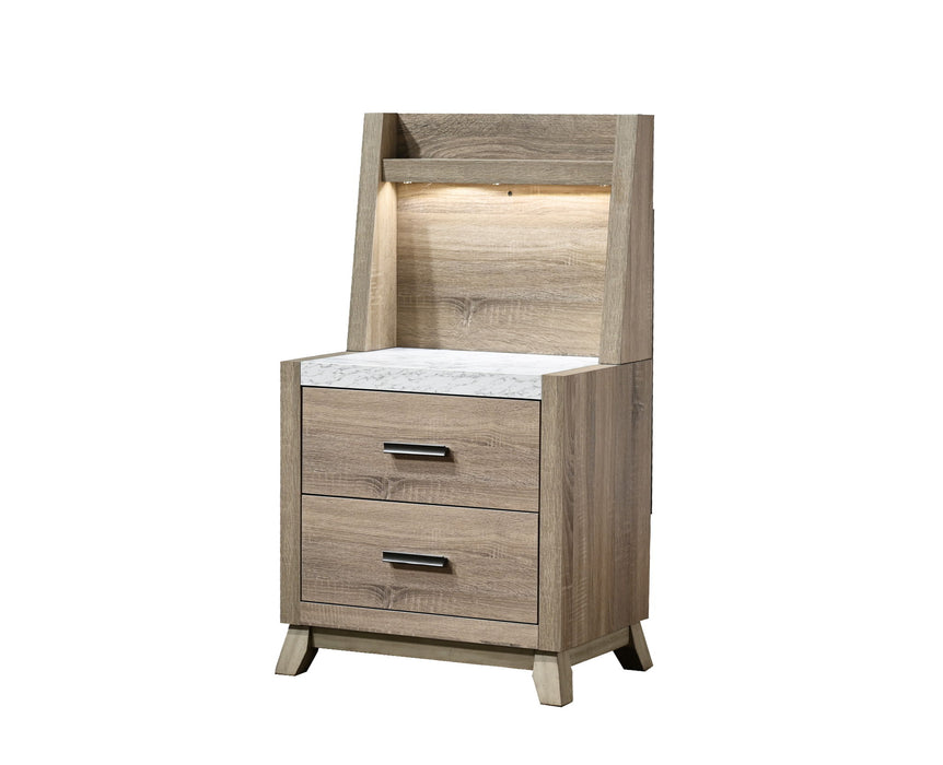 Tilston - Nightstand With Wall Panel - Natural – Accent Nightstands by Crown Mark at Furniture Wholesale Plus , Nashville furniture store