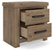 Oliandon - Two Drawer Night Stand - Light Brown – Nightstands w/ Charging Stations by Signature Design by Ashley® at Furniture Wholesale Plus , Nashville furniture store