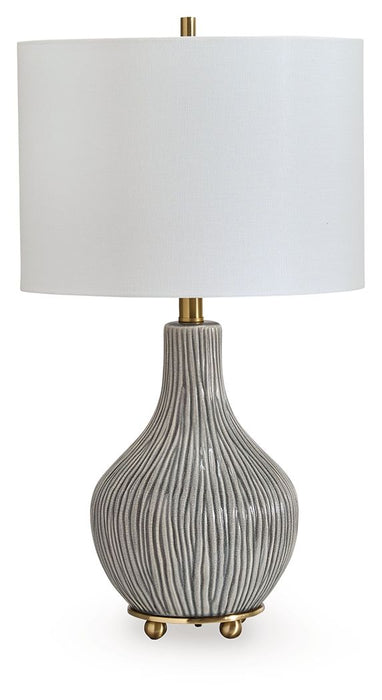 Judlen - Ceramic Table Lamp - Gray / Gold Finish – Table Lamps by Signature Design by Ashley® at Furniture Wholesale Plus , Nashville furniture store