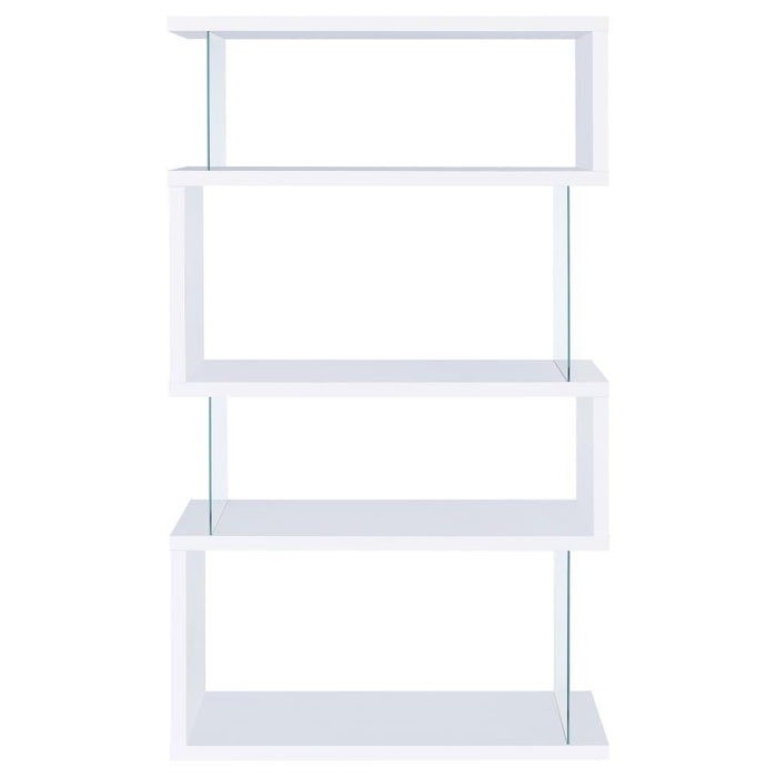 Emelle - 4-Shelf Glass Panel Bookshelf - Premium Standard Bookcases from CoasterEveryday - Just $229! Shop now at Furniture Wholesale Plus  We are the best furniture store in Nashville, Hendersonville, Goodlettsville, Madison, Antioch, Mount Juliet, Lebanon, Gallatin, Springfield, Murfreesboro, Franklin, Brentwood