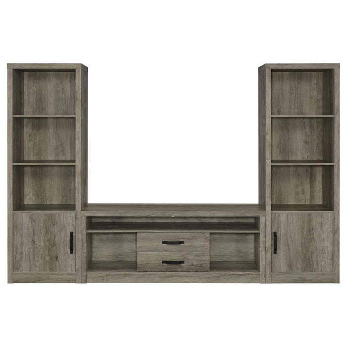 Burke - 3 Piece TV Entertainment Center - Gray Driftwood – Entertainment Centers by Coaster Fine Furniture at Furniture Wholesale Plus , Nashville furniture store